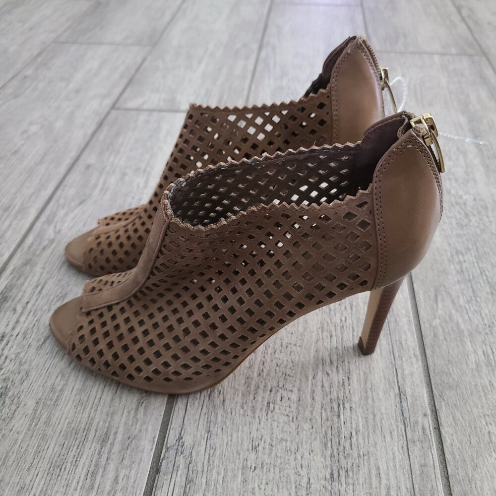 Marc Fisher women's brown Perforated Peep Toe Heeled stiletto booties - Size 8M - Picture 5 of 13